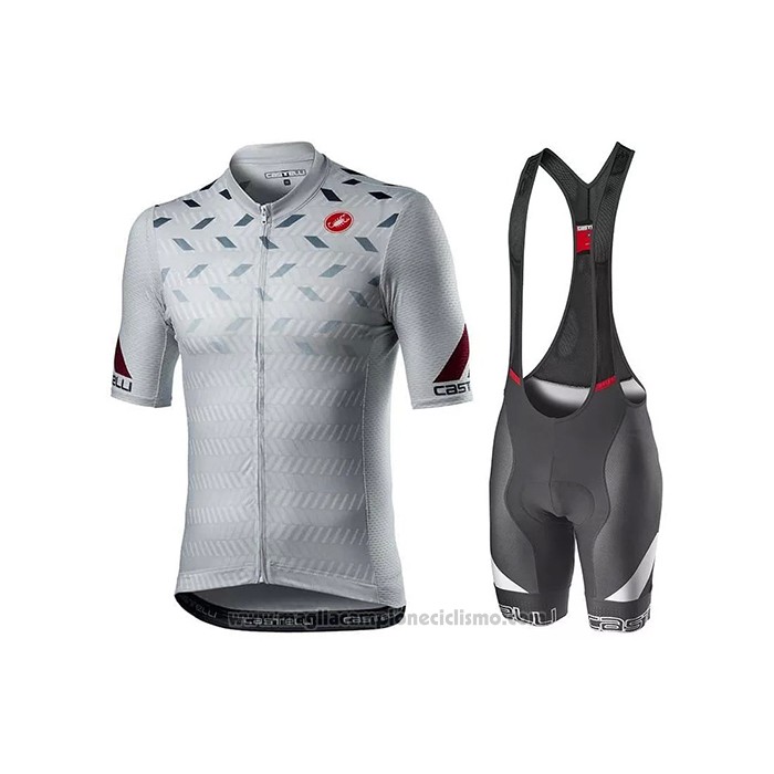 2021 Abbigliamento Ciclismo Castelli Grigio Bianco Manica Corta e Salopette (5)